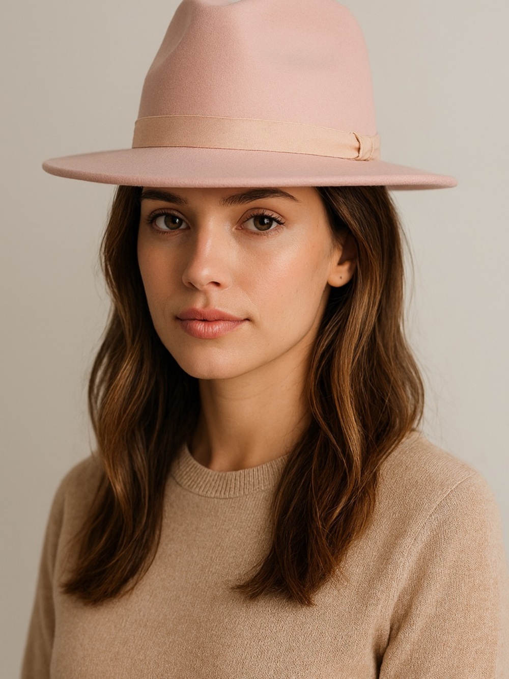 Classic Felt Fedora Hat in Blush Pink